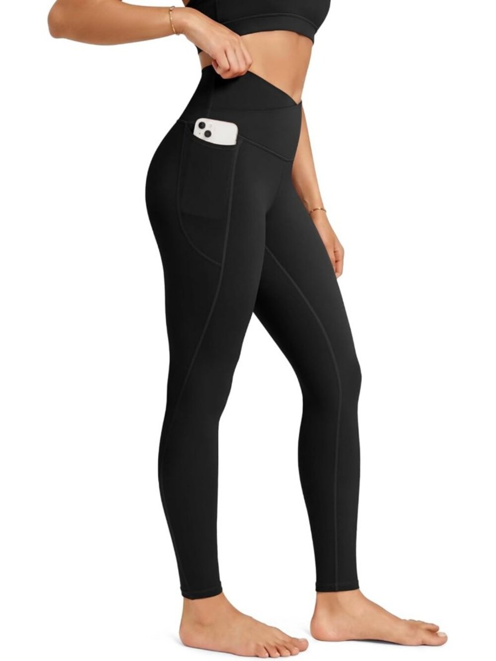 Buttery Soft High Waist Crossover Leggings with Stay-Put Pocket, 25"/28" Yoga